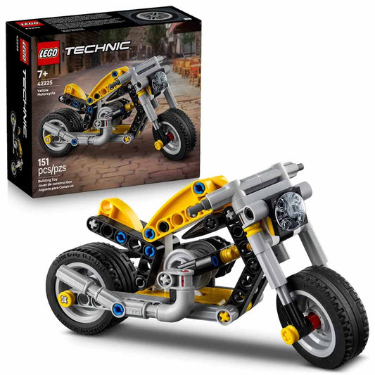 LEGO 42225 Technic Yellow Motorcycle Building Set – 151 Pieces Mechanical Bike Model
