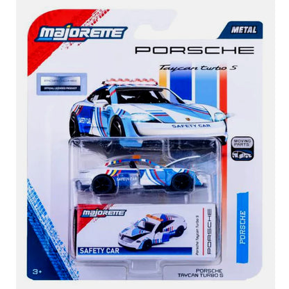 Majorette Porsche Taycan Turbo S Safety Car Diecast Model – 1:64 Scale Electric Sports Car with Moving Parts