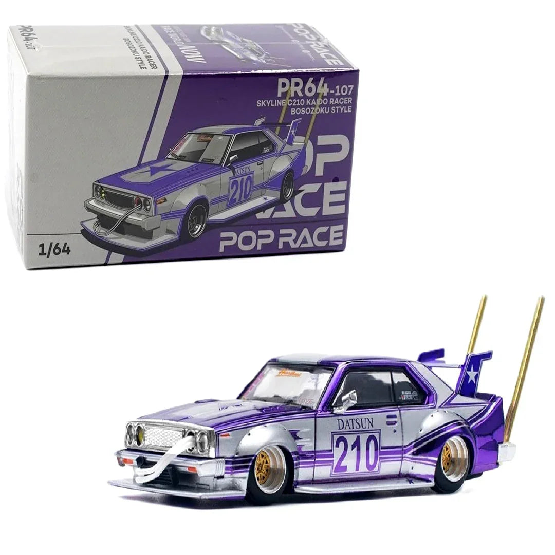 Pop Race PR64-107 Nissan Skyline C210 Kaido Racer Bosozoku Style 1:64 Die-Cast Model Car