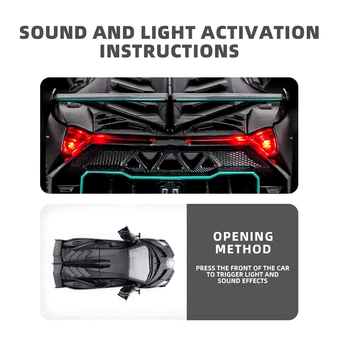 HQT 1:22 Scale Die-Cast Lamborghini Venom Model – Premium Collectible Edition (Light & Sound | Pull Back Action)