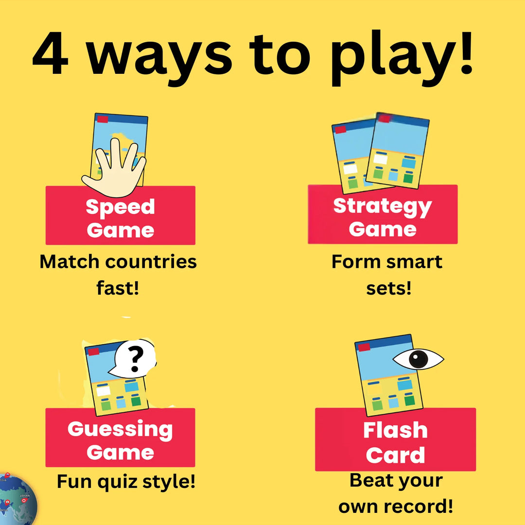 YUKA CHAMPS Country Champs Educational Geography Card Game – 4 Games in 1 Learning Game for Kids & Family (1–6 Players)