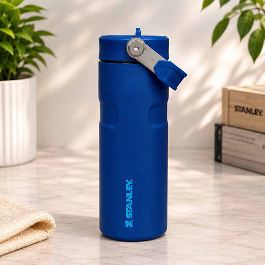 Stanley IceFlow Flip Straw Water Bottle 16oz (473ml) Vacuum Insulated Stainless Steel Water Bottle – Blue