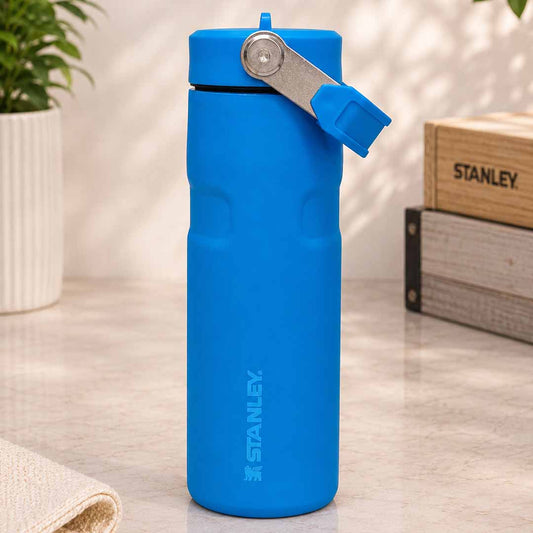 Stanley IceFlow Flip Straw Water Bottle 16oz (473ml) Vacuum Insulated Stainless Steel Bottle – Electric Blue