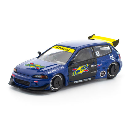 POP RACE 1:64 Pandem Civic EG6 Blue Diecast Model Car PR64-365 | Premium Collectible Scale Model | BGX