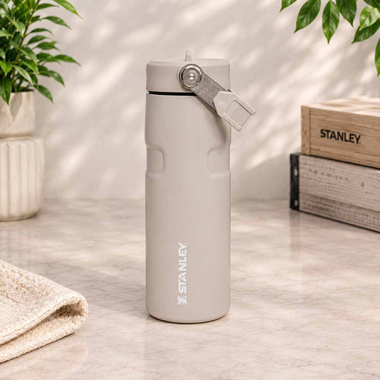Stanley IceFlow Flip Straw Water Bottle 16oz (473ml) Vacuum Insulated Stainless Steel Water Bottle – Cream