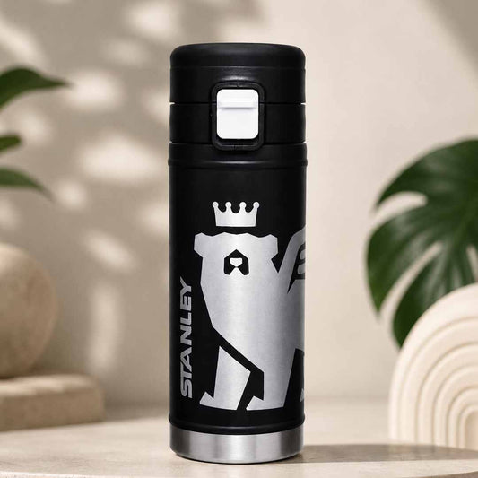 Stanley Camp Mug 12oz (360ml) FlowSteady™ Big Bear Bottle – Black Stainless Steel Thermal Coffee Mug