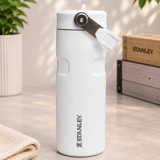 Stanley IceFlow Flip Straw Water Bottle 16oz (473ml) Vacuum Insulated Stainless Steel Water Bottle – Polar White