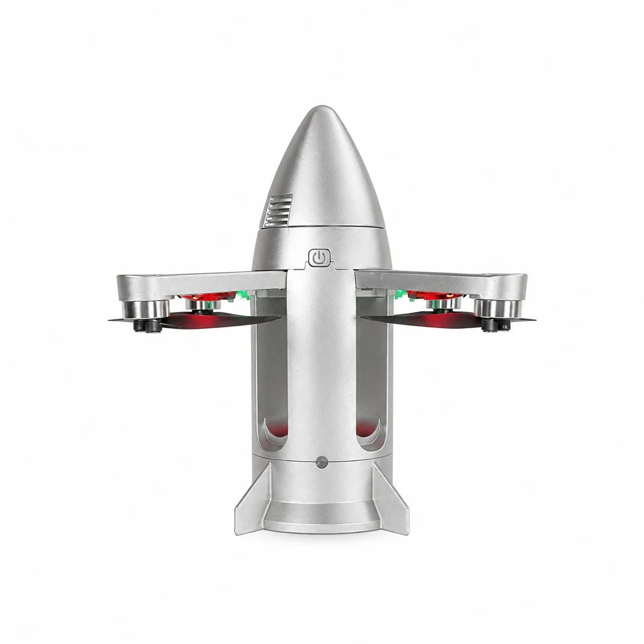 Model Missile Aircraft 2.4GHz Remote Control Drone with Spray Function, Cool LED Lights, Foldable Arms & Rechargeable Battery – Easy to Fly RC Flying Toy, Silver