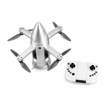 Model Missile Aircraft 2.4GHz Remote Control Drone with Spray Function, Cool LED Lights, Foldable Arms & Rechargeable Battery – Easy to Fly RC Flying Toy, Silver