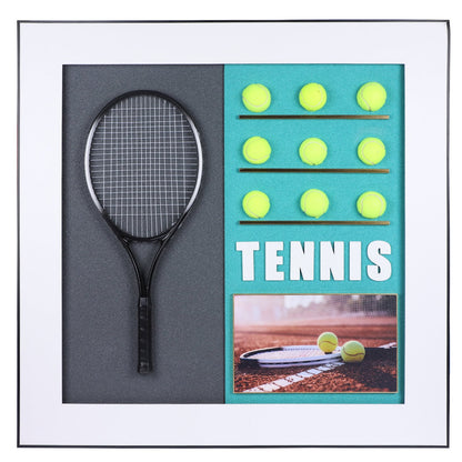 Black Tennis Racket with Tennis Ball Decorative Wall Frame - Elevate Your Decor with Sporting Elegance