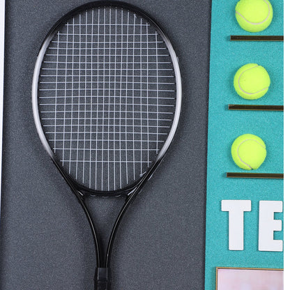 Black Tennis Racket with Tennis Ball Decorative Wall Frame - Elevate Your Decor with Sporting Elegance