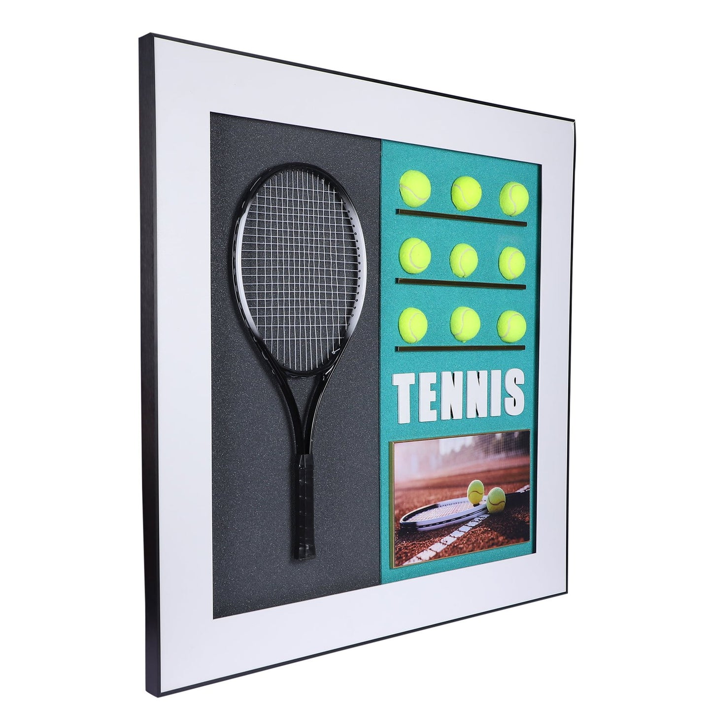 Black Tennis Racket with Tennis Ball Decorative Wall Frame - Elevate Your Decor with Sporting Elegance