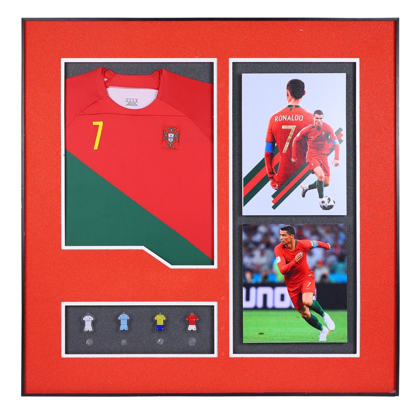 Ronaldo: Portuguese Footballer T-Shirt, Balls, and Picture Decorative Wall Frame - Championing Excellence in Football