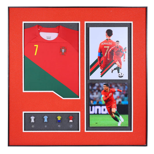 Ronaldo: Portuguese Footballer T-Shirt, Balls, and Picture Decorative Wall Frame - Championing Excellence in Football