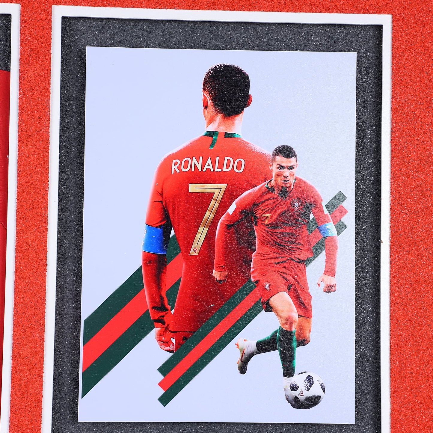 Ronaldo: Portuguese Footballer T-Shirt, Balls, and Picture Decorative Wall Frame - Championing Excellence in Football