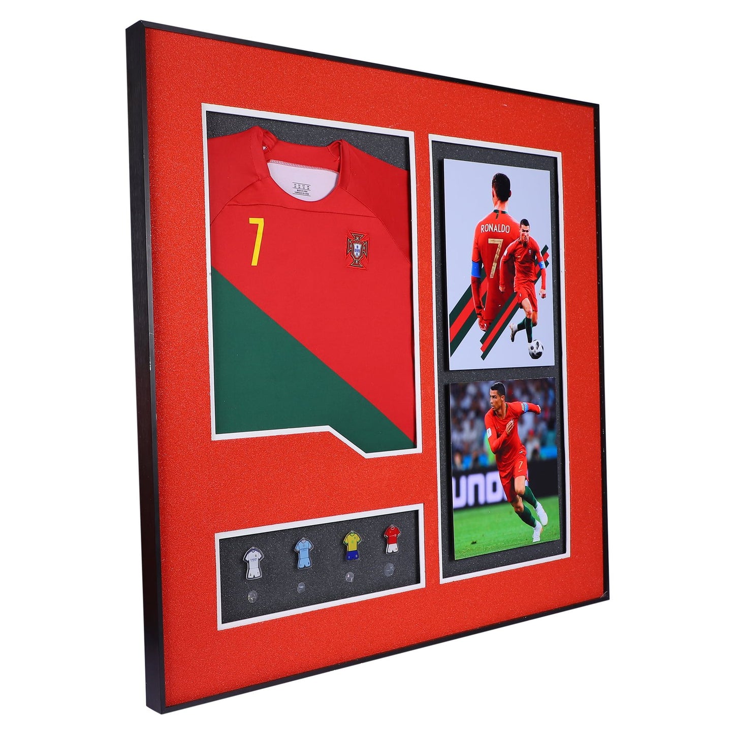 Ronaldo: Portuguese Footballer T-Shirt, Balls, and Picture Decorative Wall Frame - Championing Excellence in Football