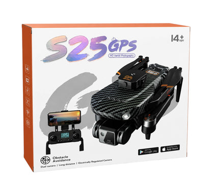 S25 GPS Foldable Drone with Dual HD Camera, Brushless Motor, Intelligent Obstacle Avoidance & Long Range RC Quadcopter for Aerial Photography