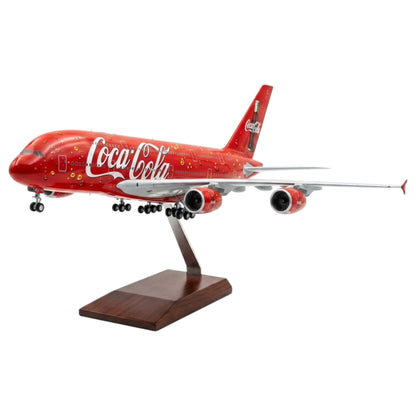 380 Coca Cola 1:160 Scale Diecast Aeroplane Display Model with LED Light | Premium Aircraft Replica with Display Stand