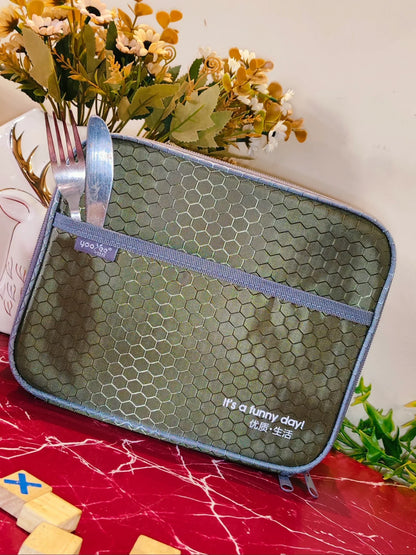 Stainless Steel Kids Lunch Box - 1260ML Insulated Bento with Tableware & Bag, 3 Compartments, Leakproof, BPA-Free, Dishwasher Safe - Olive