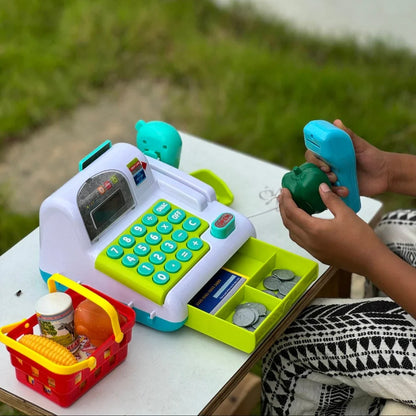 Cash Register Pretend Play Shopping Toy for Kids with Calculator, Scanner & Sound Effects – Educational Role Play Toy