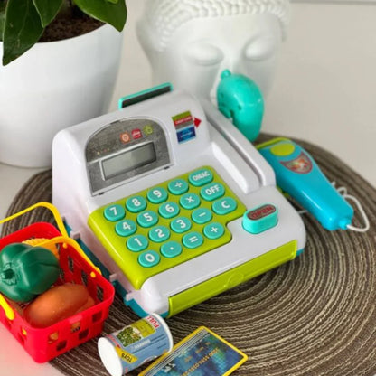 Cash Register Pretend Play Shopping Toy for Kids with Calculator, Scanner & Sound Effects – Educational Role Play Toy