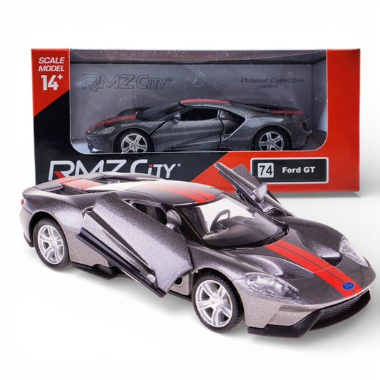 RMZ City 1:36 Ford GT Diecast Car Model – Metalic Grey| Openable Doors, Sound & Light