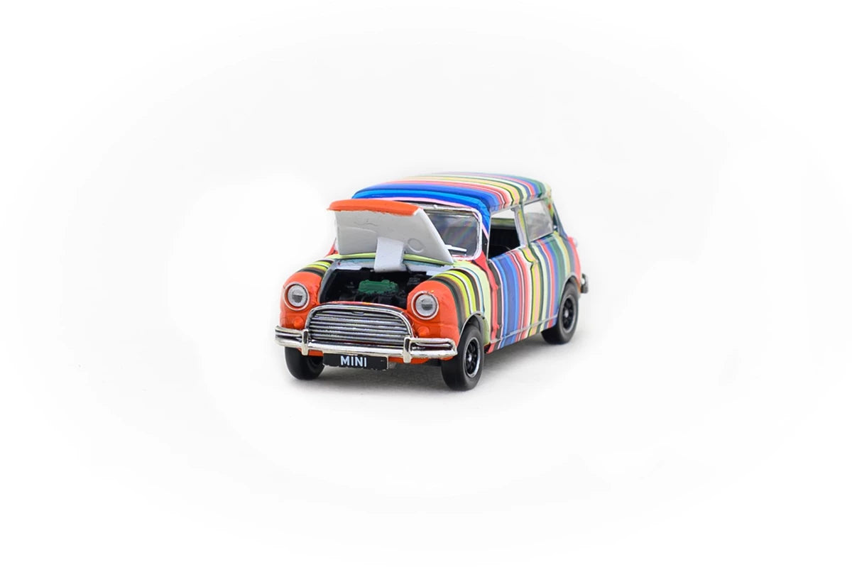 TINY 1:50 Mini Cooper Art Car Coloured Stripes Diecast Model Car | HYP00004 Collectible Miniature