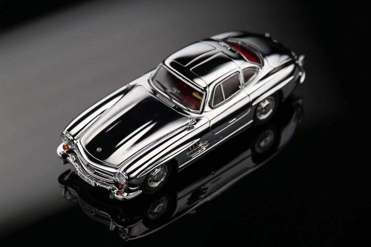 SEEKER 1:64 Mercedes-Benz 300 SL (W198) Gullwing – Chrome Finish Diecast Model Car (2 Variants)