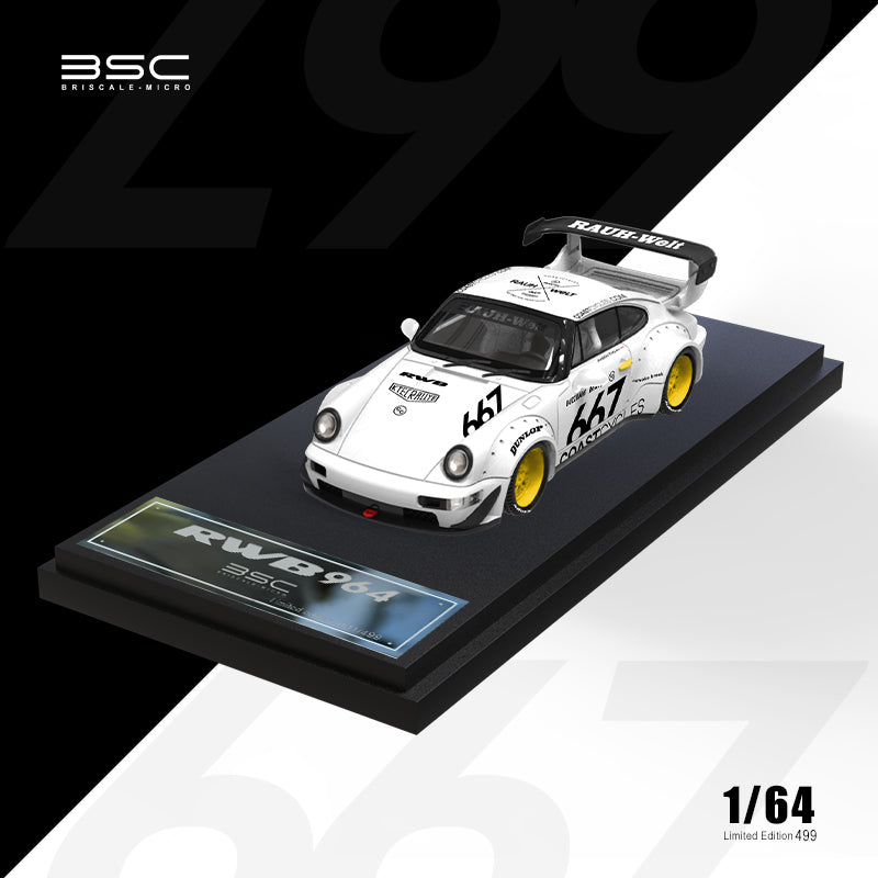BSC 1:64 RWB 964 #667 White Die-Cast Model Car | Limited Edition Rauh-Welt Begriff Porsche 911 Collectiblee