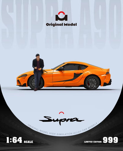 Original Model 1:64 Toyota GR Supra Orange F&F Edition Diecast Model Car | Premium Collectible with Figurine