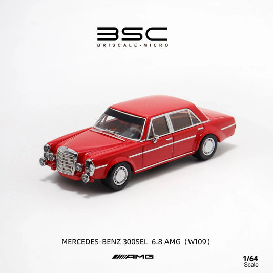 BSC 1:64 300SEL W109 AMG 6.8 Classic Red Model Diecast Metal Car - Jaiman Toys