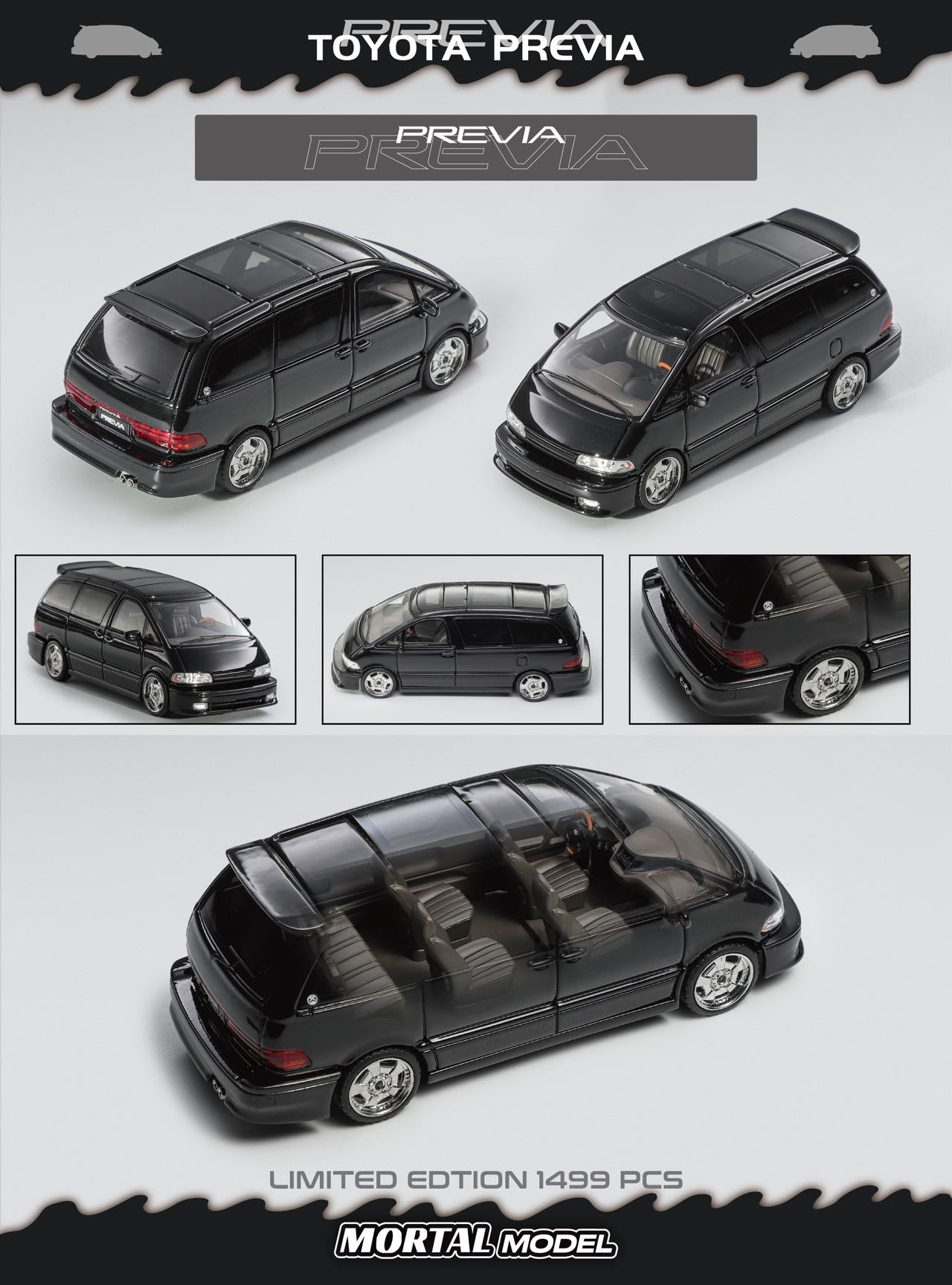 Mortal Model 1:64 Toyota Previa Diecast Model Car – Premium JDM MPV Collector Edition