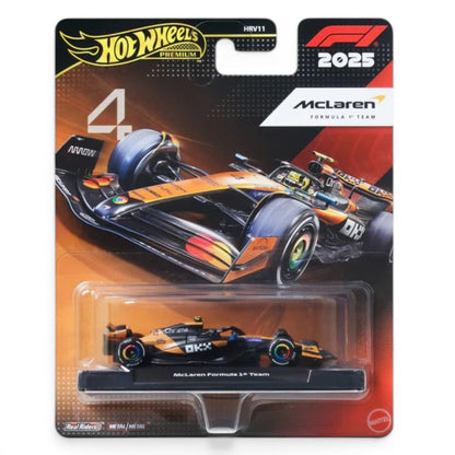Hot Wheels Premium 1:64 Formula 1 2025 McLaren Formula 1 Team #4 F1 Die-Cast Car | Metal/Metal with Real Riders