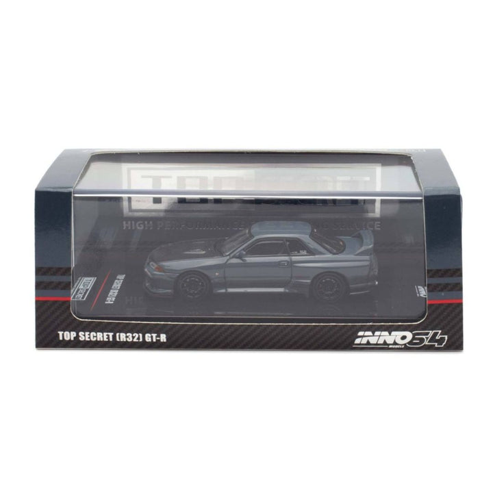 NNO64 Nissan Skyline GT-R (R32) Top Secret 1:64 Scale Die-Cast Model Car | Premium Metal Collector Replica with Detailed Interior, Realistic Wheels, Acrylic Display Case & Collector Box | Grey