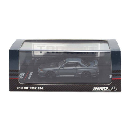 NNO64 Nissan Skyline GT-R (R32) Top Secret 1:64 Scale Die-Cast Model Car | Premium Metal Collector Replica with Detailed Interior, Realistic Wheels, Acrylic Display Case & Collector Box | Grey