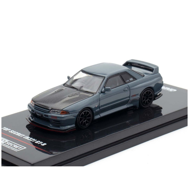 NNO64 Nissan Skyline GT-R (R32) Top Secret 1:64 Scale Die-Cast Model Car | Premium Metal Collector Replica with Detailed Interior, Realistic Wheels, Acrylic Display Case & Collector Box | Grey