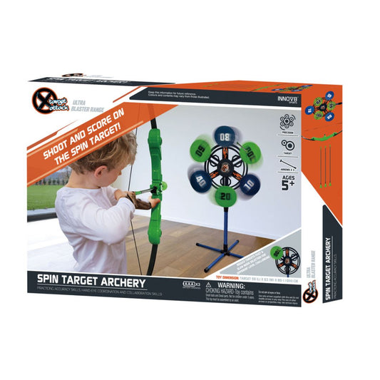 Innov8 Sports Spin Target Attack Archery Set for Kids 5+ | Bow & Arrow Shooting Game with Rotating Target Stand