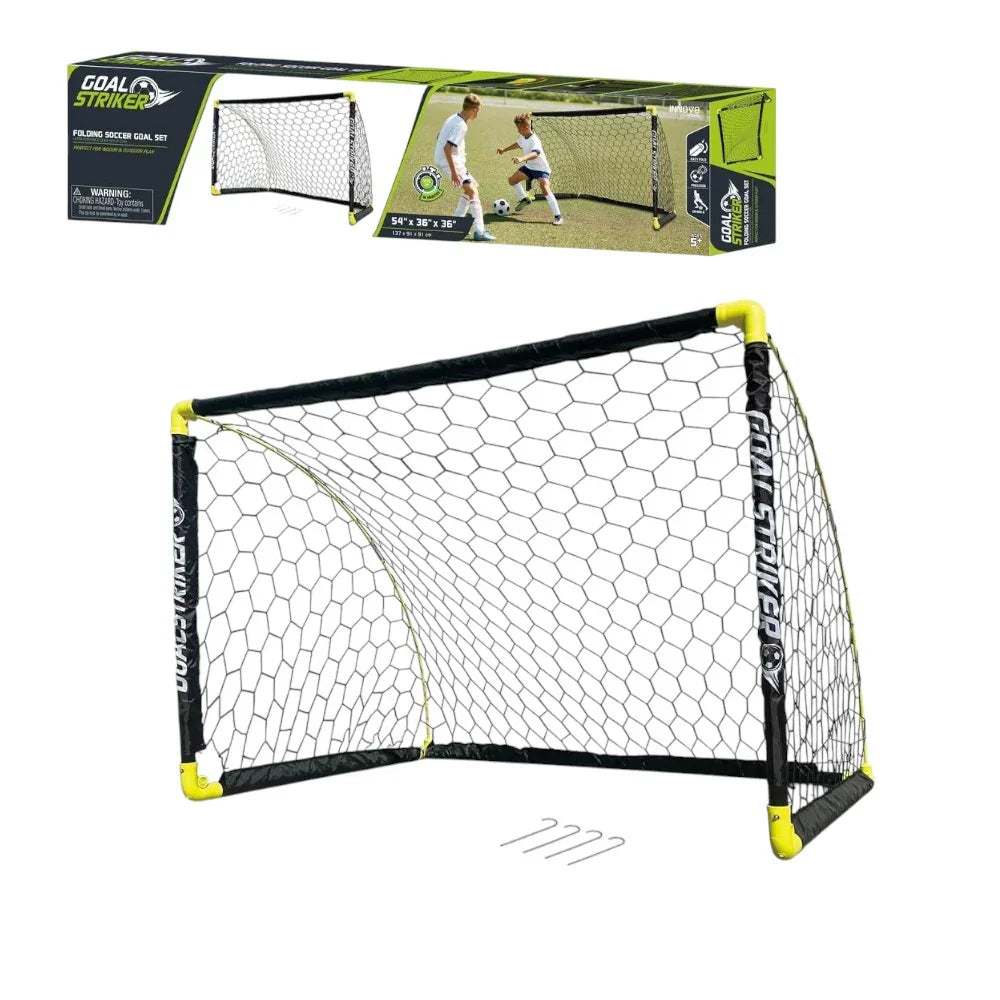 Innov8 Folding Goal Striker Folding Soccer | Goalpost | Portable Training Net | Portable with Ground Stakes | Quick Setup | Durable - Jaiman Toys