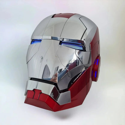 Iron Man MK5 1:1 Helmet Silver Edition with Voice Control | Wearable LED Light Helmet | Collector & Cosplay Replica