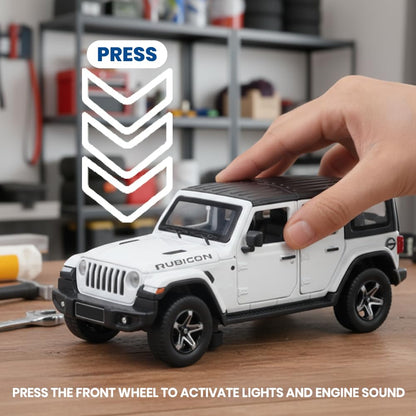 JOY JUNCTION 1:32 Rubicon Off-Road SUV Diecast Car – White Alloy Metal Model with Openable Doors | Collector’s Edition