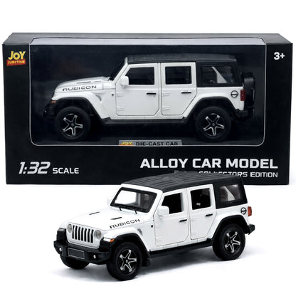 JOY JUNCTION 1:32 Rubicon Off-Road SUV Diecast Car – White Alloy Metal Model with Openable Doors | Collector’s Edition