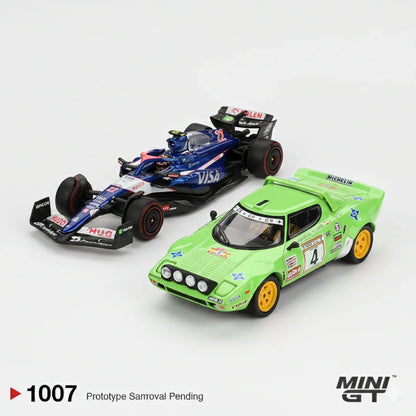 Mini GT 1:64 Duo Set RB VCARB 01 #22 Yuki Tsunoda Bahrain GP 2024 F1 + Lancia Stratos HF #4 Rally | Premium Diecast Models