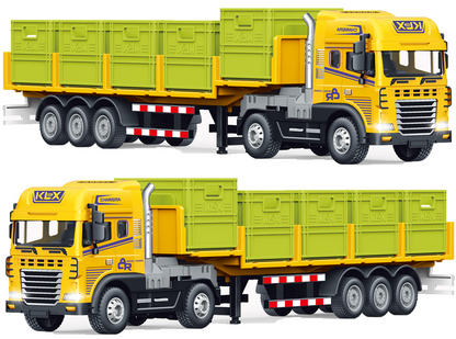 Joy Junction 1:24 Container Trailer Truck Toy with Light & Sound – Yellow/ Green