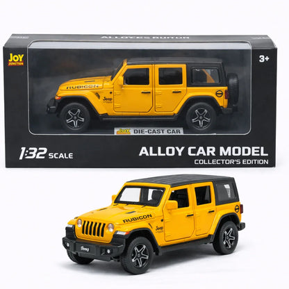 JOY JUNCTION Jeep Rubicon 1:32 Scale Alloy Die-Cast Car Model – Collector’s Edition (Yellow/Red)Pullback Action, Openable Doors, Light & Music