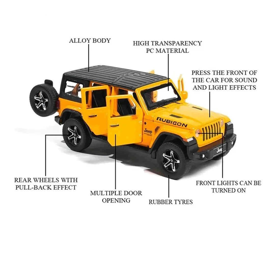 Joy Junction Jeep Wrangler Rubicon 1:32 Scale Die-Cast SUV Model Car – Alloy Metal Pull Back Toy Vehicle