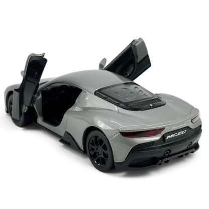 MSZ 1:32 Maserati MC20 Grey Die-Cast Model Car with Pull-Back Action & Butterfly Doors