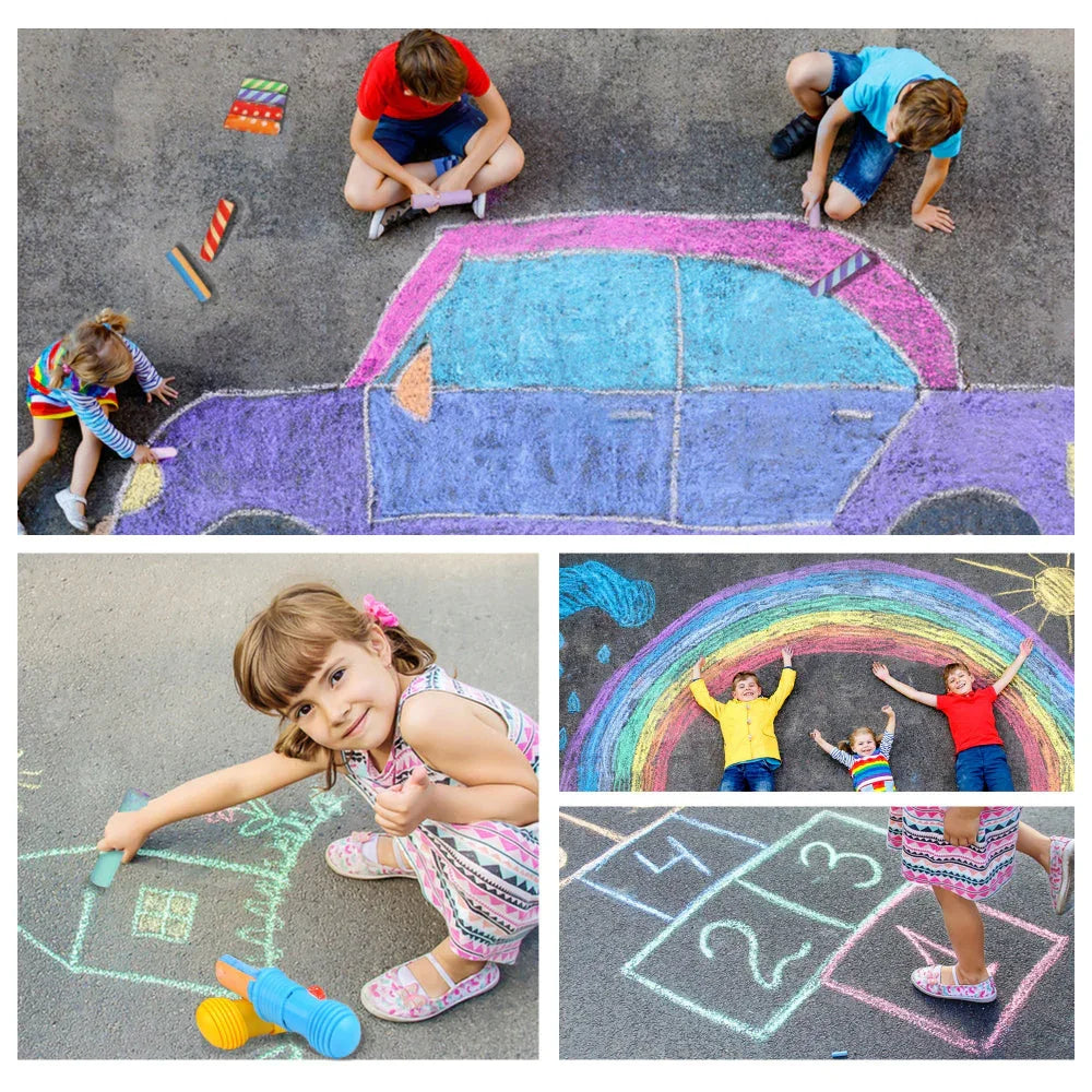 Jar Melo Jumbo Sidewalk Chalk - 24 Colors Kit with 2 Holder - Jaiman Toys