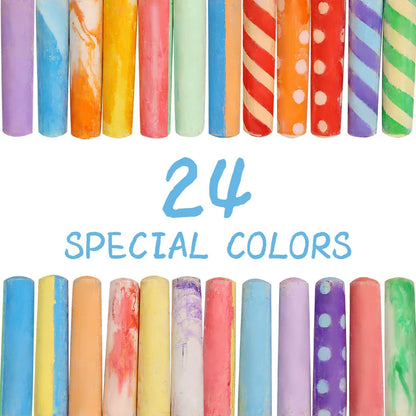 Jar Melo Jumbo Sidewalk Chalk - 24 Colors Kit with 2 Holder - Jaiman Toys