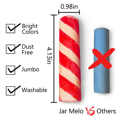 Jar Melo Jumbo Sidewalk Chalk - 24 Colors Kit with 2 Holder - Jaiman Toys