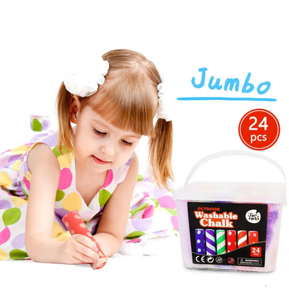 Jar Melo Jumbo Sidewalk Chalk - 24 Colors Kit with 2 Holder - Jaiman Toys